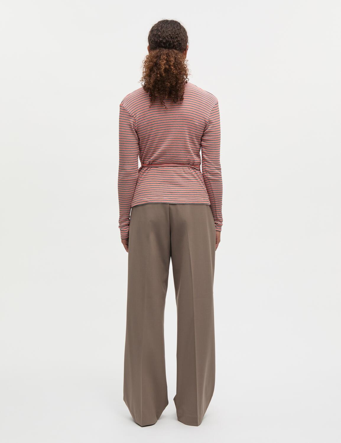 2X2 Cotton Stripe Susi langærmet t-shirt - Fiery Red/Vanilla Ice